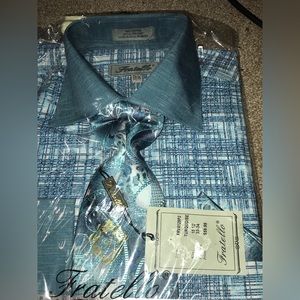Fratello Turquoise Men’s French Cuff Dress Shirt